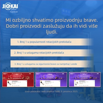 Mehanička brava od cinkove legure s okretivnim jezikom za ormariće i poštanske sandučiće, sjajni kromirani završetak, RoHS, modeli JK301/306/311/312/313/315/520/523/525/535