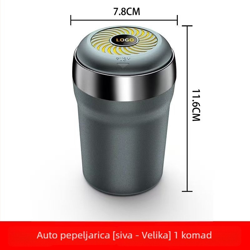 Pepeljara za automobil i dom – višenamjenska s LED ambijentalnim osvjetljenjem, gravirana površina; Materijal: vatrootporan ABS + keramička unutarnja obloga; Modeli: Y250/Y260