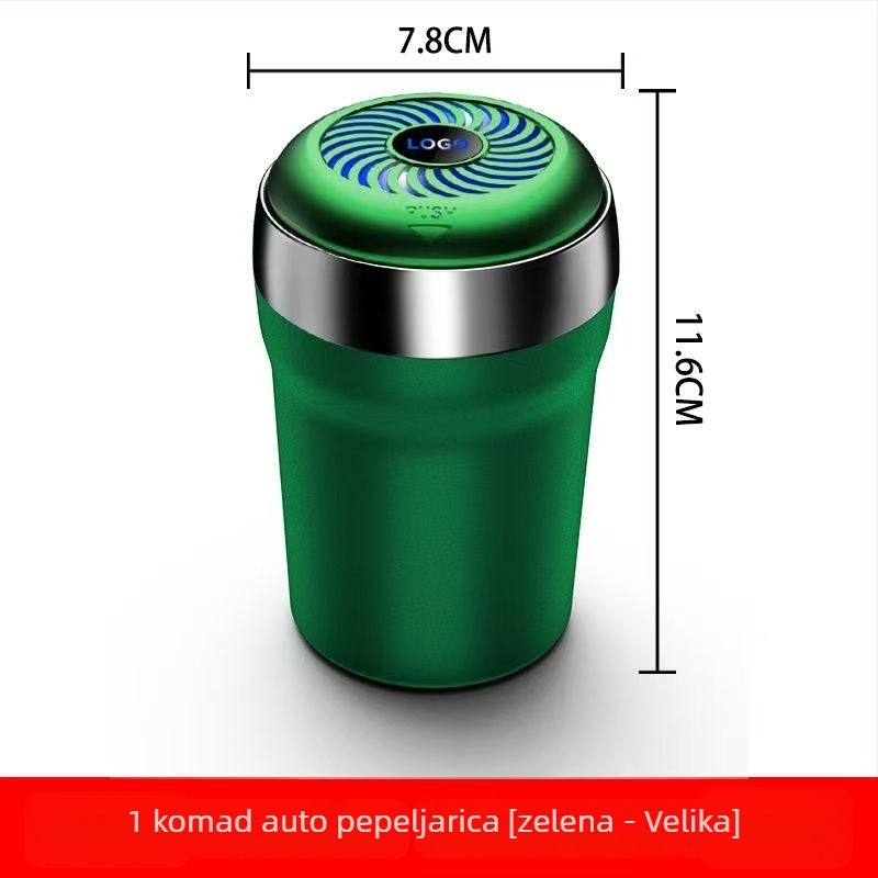 Pepeljara za automobil i dom – višenamjenska s LED ambijentalnim osvjetljenjem, gravirana površina; Materijal: vatrootporan ABS + keramička unutarnja obloga; Modeli: Y250/Y260