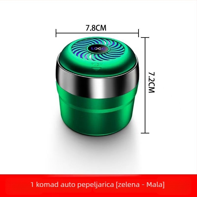 Pepeljara za automobil i dom – višenamjenska s LED ambijentalnim osvjetljenjem, gravirana površina; Materijal: vatrootporan ABS + keramička unutarnja obloga; Modeli: Y250/Y260