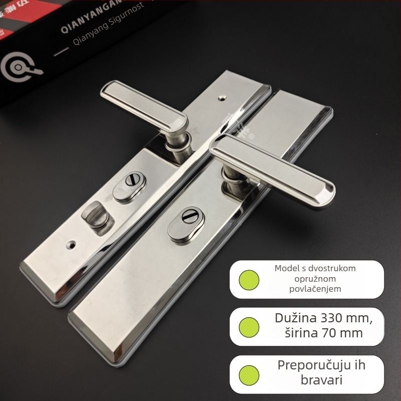 Protivkrađa ručka za vrata, od nehrđajućeg čelika; model: protivkrađa ručka za vrata; tip: ručica s bravirom; primjena: vrata; stil: moderni minimalistički