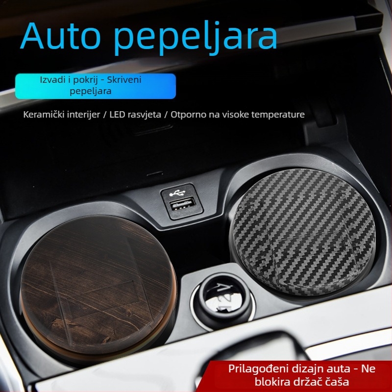 LED keramički pepeljara automobila, model 027, graviranje, dvostruka uporaba kod kuće i u automobilu