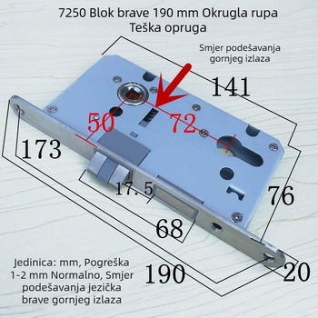 Tijelo brave za vrata - Model 7250, Nehrđajući čelik, 0,4 kg, Moderni minimalistički stil