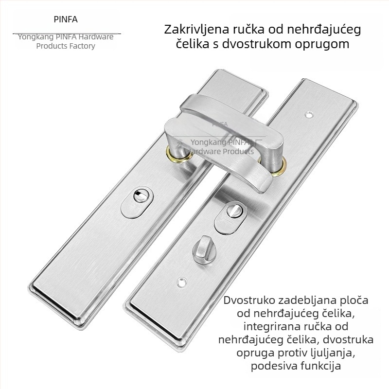 Univerzalni kvaka za vrata s bravom protiv krađe, nehrđajući čelik, ojačana za kućna ulazna vrata, višefunkcijski dodaci