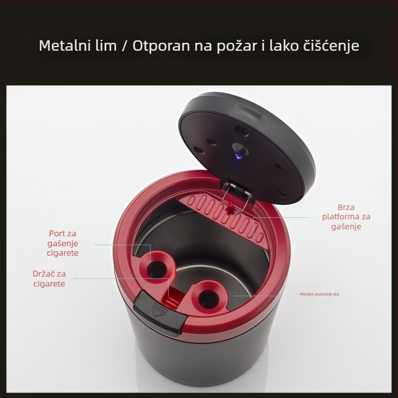 Automobilski pepeljak, plastična konstrukcija, model 042, marka Bosheng, težina 118 g, proces proizvodnje: topljenje