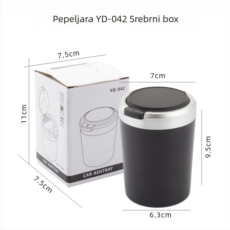 Automobilski pepeljak, plastična konstrukcija, model 042, marka Bosheng, težina 118 g, proces proizvodnje: topljenje