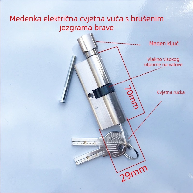 Unutarnji cilindar brave za vrata, aluminijska smjesa, 110 g, model X6 bakar električno otvaranje, stil Light Luxury