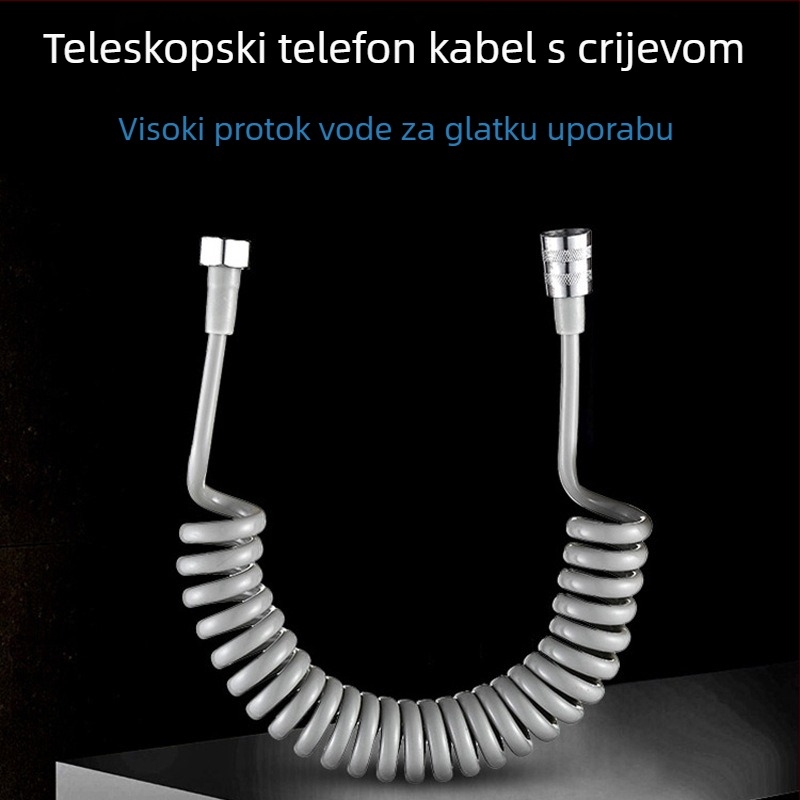 Telekopijska vodovodna cijev s oprugom — tuš glava i raspršivač za WC, model DHG-01, materijal PU, nazivni tlak 1, radna temperatura 0–80 °C, ugradnja zavijanjem