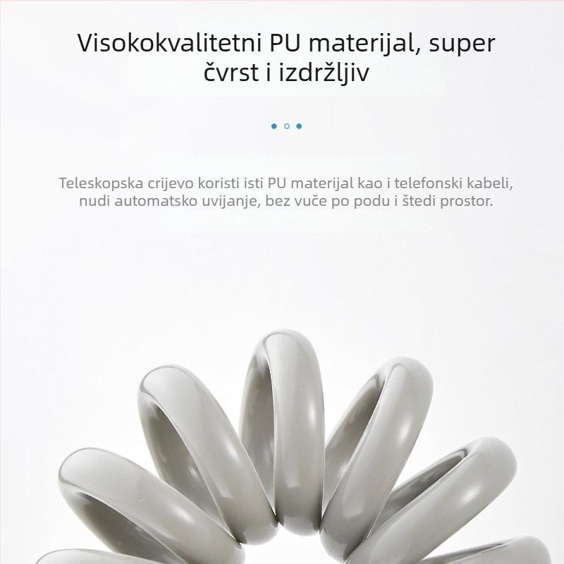 Telekopijska vodovodna cijev s oprugom — tuš glava i raspršivač za WC, model DHG-01, materijal PU, nazivni tlak 1, radna temperatura 0–80 °C, ugradnja zavijanjem
