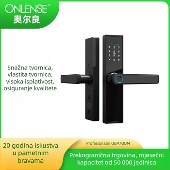Pametni bravu s otiskom prsta za drvena vrata – model 2308A, kapacitet otisaka prsta 150, skeniranje 0,1 s, više od 100000 otključavanja, FAR 0,1% / FRR 0,1%, napajanje DC