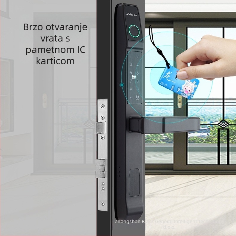 Brava za vrata s otiskom prsta H33 – vodootporna elektronička brava za uska i klizna vrata; Model H33; vrijeme skeniranja <0,5 s; debljina vrata 2,5 cm ili više; vijek trajanja 2.000.000 ciklusa; napajanje DC.