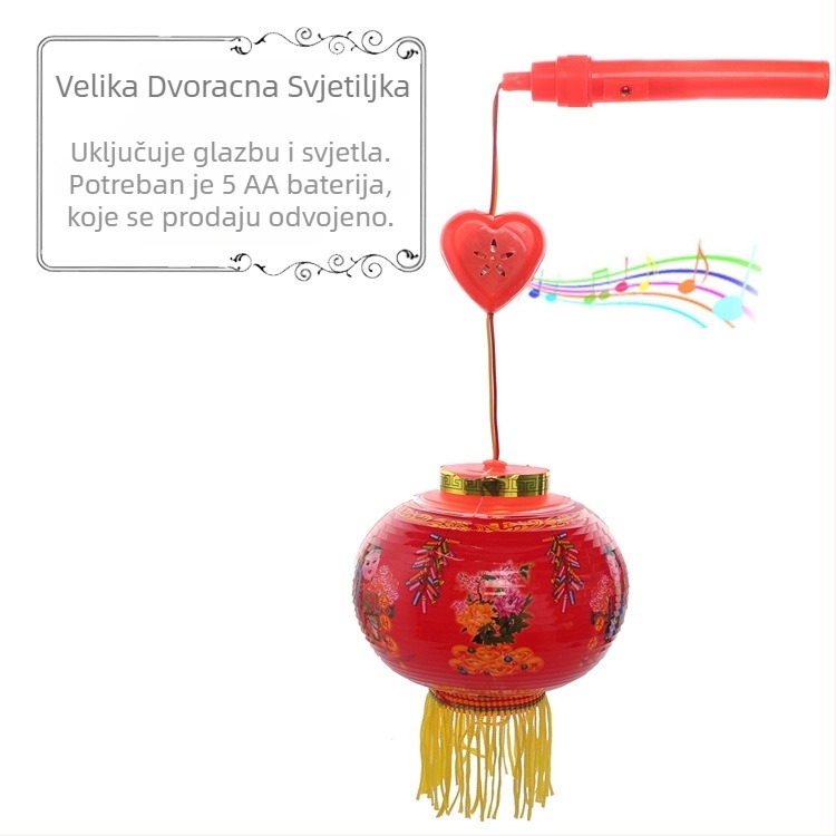 Šesterokutna LED lanterna s motivom lotosa, svjetleća i glazbena, plastična ručna lanterna za djecu stariju od 14 godina