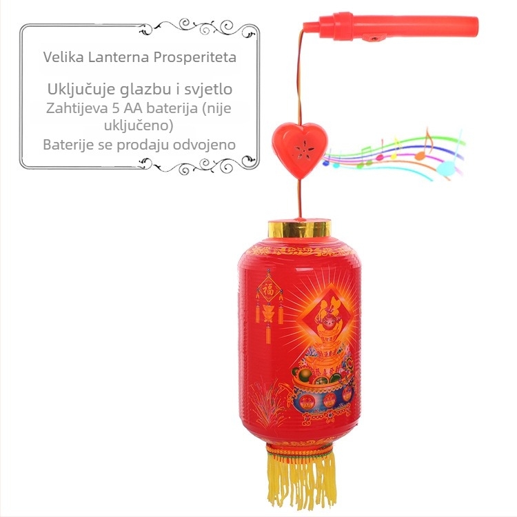 Šesterokutna LED lanterna s motivom lotosa, svjetleća i glazbena, plastična ručna lanterna za djecu stariju od 14 godina