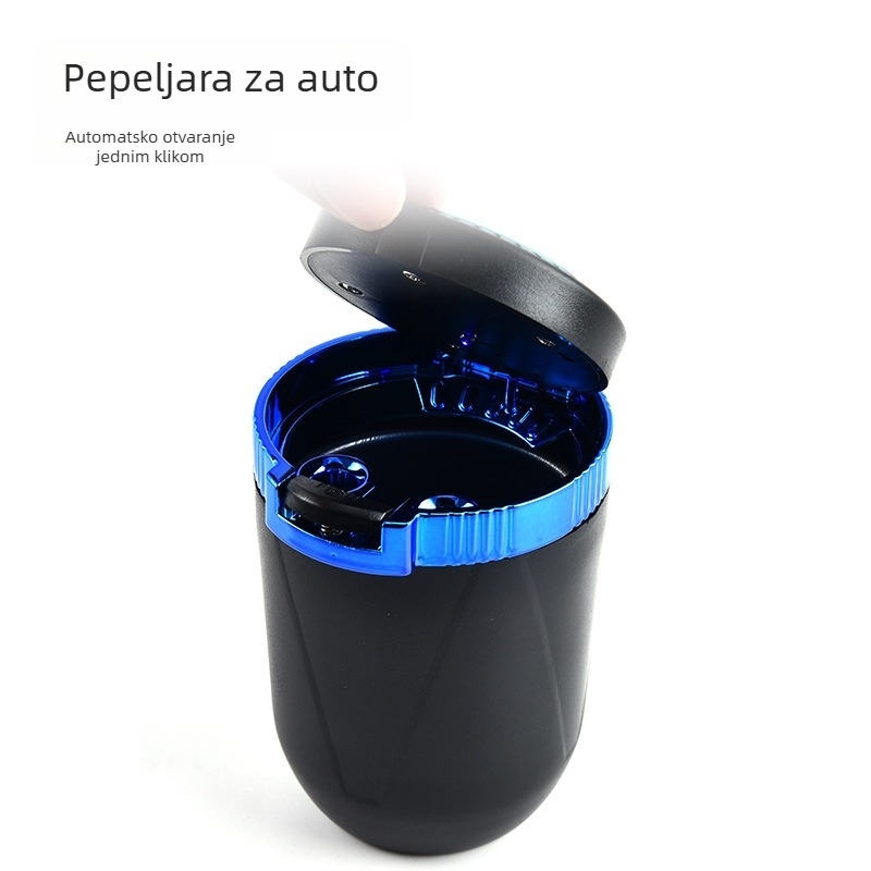 Automobilski pepeljak s poklopcem, ABS + metalni unutarnji sloj; model 69; proces ubrizgavanja; težina 100 g; univerzalno za vozila