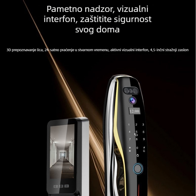 Paramei 1 Pametna brava za vrata – 3D prepoznavanje lica, dlanska žilna identifikacija, otisak prsta i lozinka