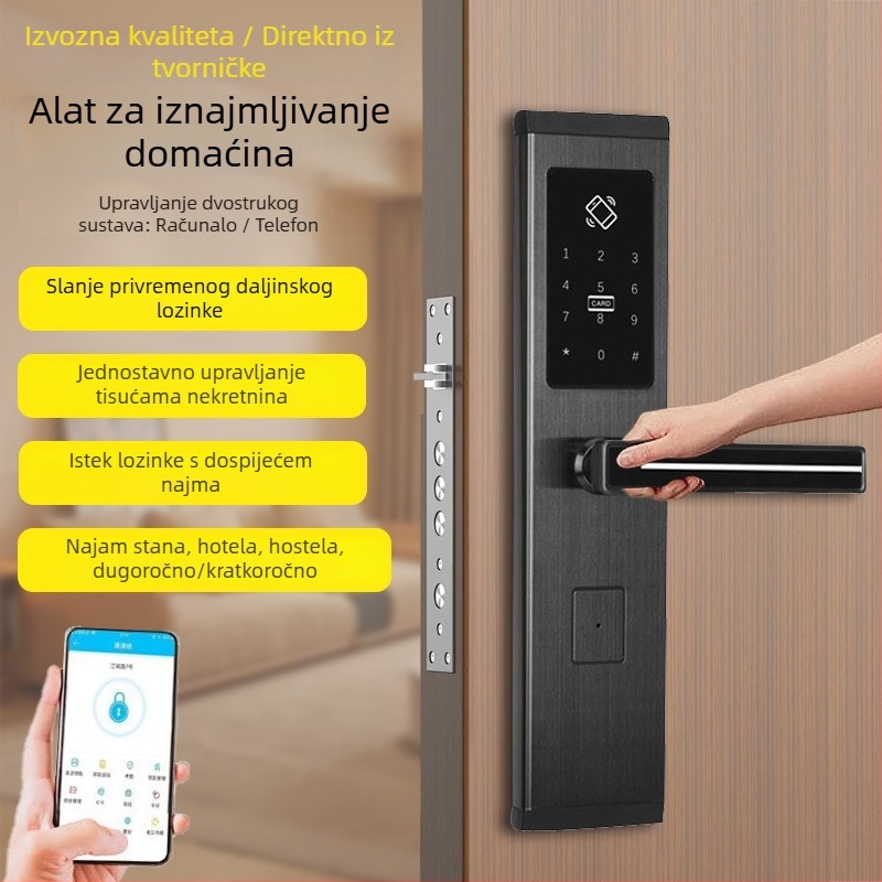 Tongtong lock by Songda – Pametna brava za vrata s Bluetoothom, elektroničko zaključavanje lozinkom, zaključavanje karticom, zaključavanje kodom, za hotele i apartmane