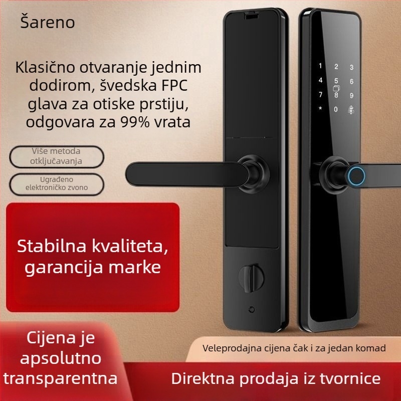 Pametna brava za vrata s otiskom prsta, lozinkom i pristupom karticom za stanove, kuće za goste i hotele