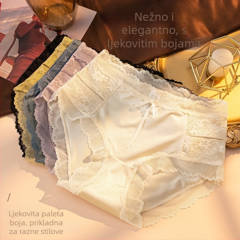 Ženske gaćice Ice Silk sa srednjim strukom, prozračne i antibakterijske; glavna tkanina najlon 70–80%, podstava_prepona od_viskoze 90–95%