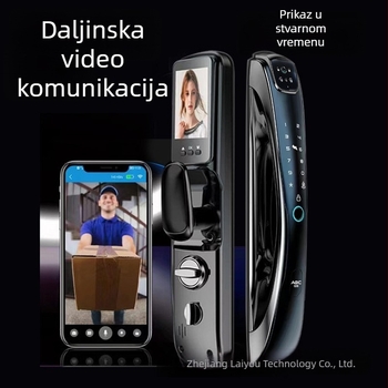 LAIU Q9H Pametni brava za vrata s prepoznavanjem lica – 100 pohranjenih otisaka, skeniranje <0.1 s, daljinsko otključavanje, lozinka, vizir, DC napajanje
