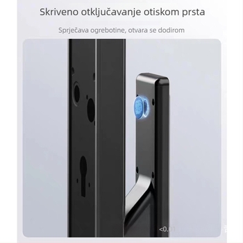 Pametna brava za vrata s prepoznavanjem lica, pristup otiskom prsta, vizualni prozor kroz vrata i interkom (100 otisaka • >3 000 000 otključavanja • <0,3 s skeniranje • <0,00001 lažno prepoznavanje • -10 do 65°C)
