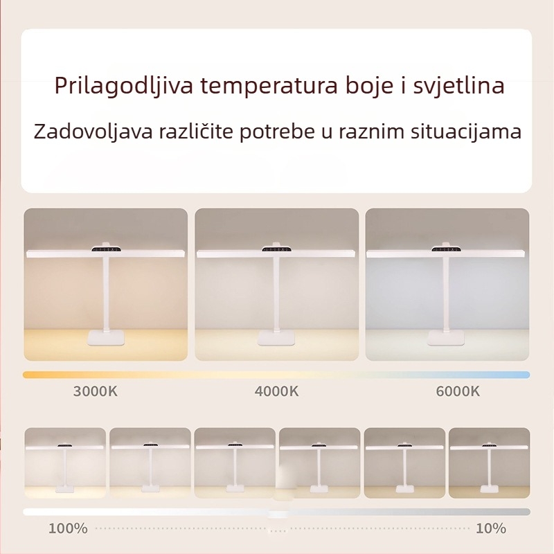 Studijska stolna lampa s zaštitom očiju i protiv odsjaja, sve-spektarno svjetlo za učenike i djecu, metalni sjenil, dodirni prekidač