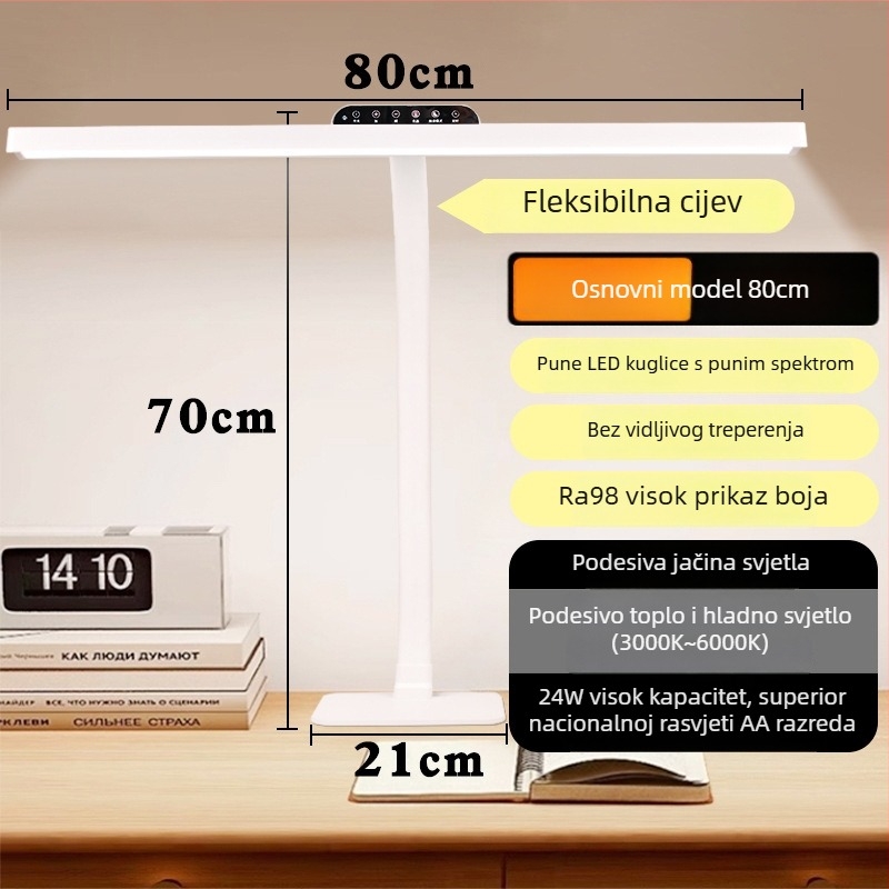 Studijska stolna lampa s zaštitom očiju i protiv odsjaja, sve-spektarno svjetlo za učenike i djecu, metalni sjenil, dodirni prekidač