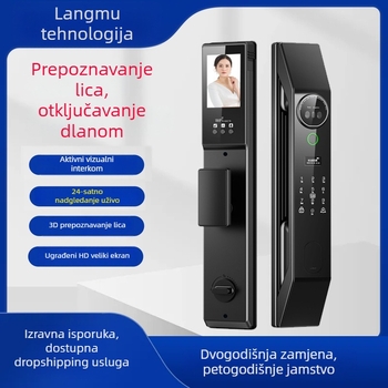 Pametna sigurnosna brava za vrata s otiskom prsta, 3D prepoznavanjem lica i lozinkom za ulaz u dom; skeniranje ispod 0,5 s; napajanje AC; model 01; stil: novi kineski dizajn