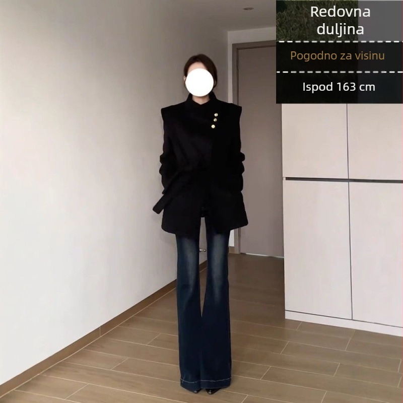 Bootcut traperice od denima s elastičnošću, niski struk, 90–95% poliestera, Zima 2025