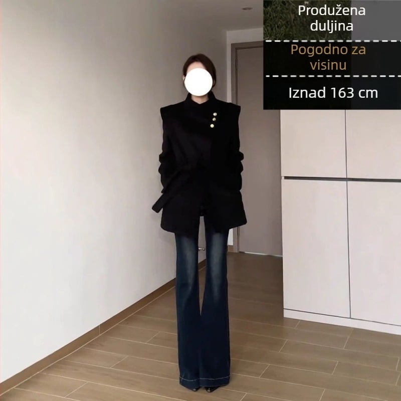 Bootcut traperice od denima s elastičnošću, niski struk, 90–95% poliestera, Zima 2025