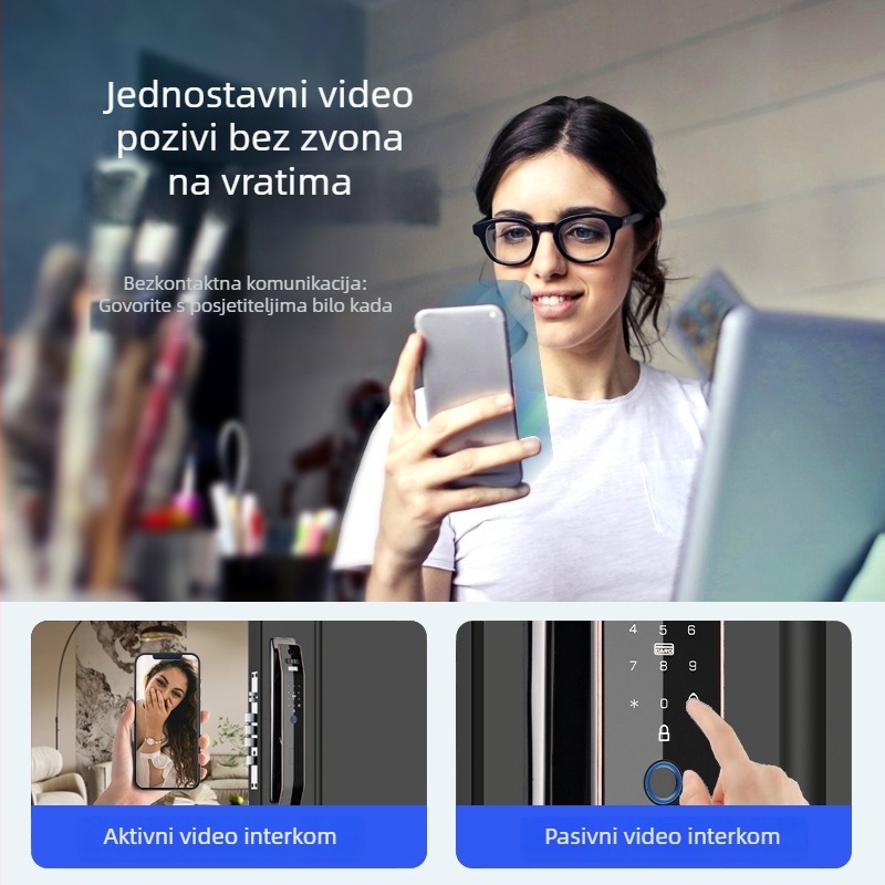 Pametni brava za vrata s prepoznavanjem lica | Pohranjivanje otisaka: 100 | Otključavanja: >100000 | Vrijeme skeniranja: 0,05 s | Lažno prepoznavanje: 0,001%
