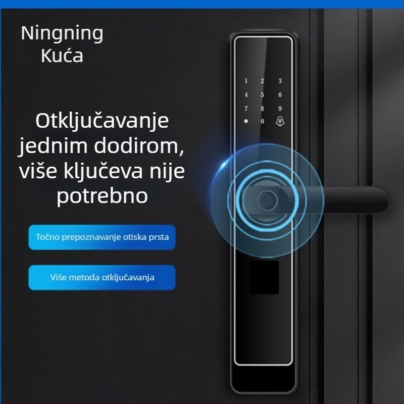 Pametna brava s otiskom prsta – pristup otiskom, lozinkom, kartom i ključem – zaštita od krađe (F331)