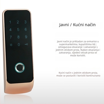 Biometrijsko ormarić-zaključavanje s lozinkom i otiskom prsta; pohranjuje do 50 otisaka; više od 800 000 otključavanja; skeniranje otiska < 1,5 s; tehnologija polovodiča; za vrata i ladice ormarića