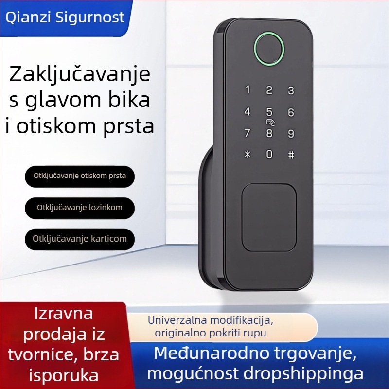Tuya Bull Head brava za vrata od željeza i drveta, bežični pristup, otisak prsta i elektronička brava