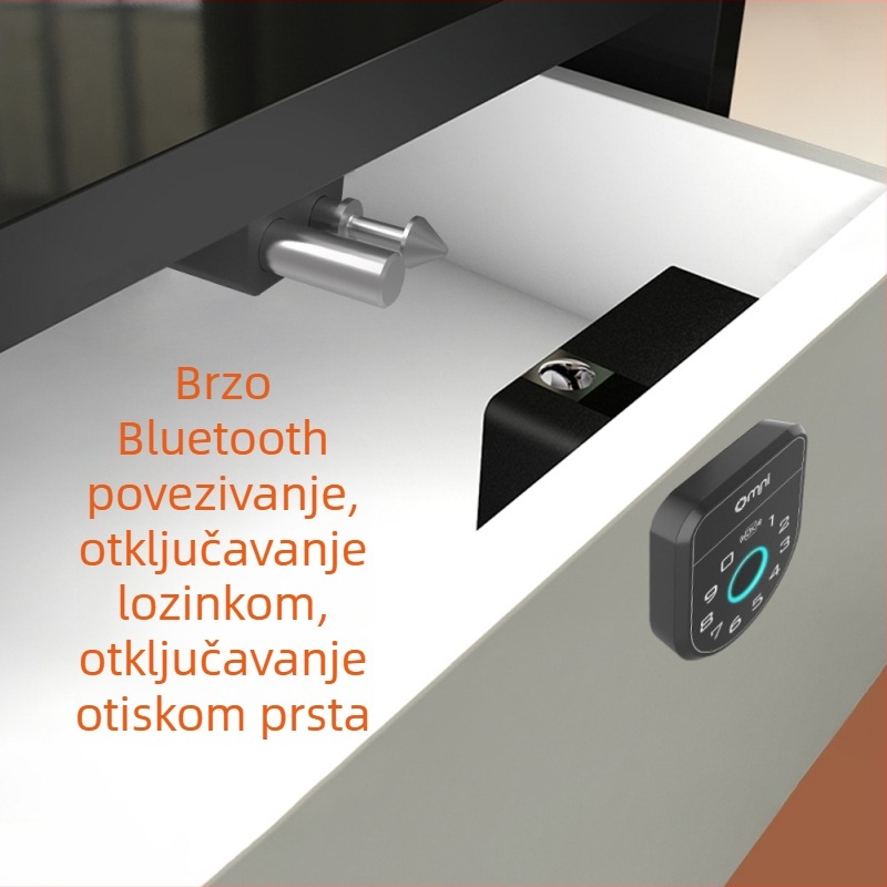 OL603B Pametna brava za ormarić s otiskom prsta, lozinkom, Bluetoothom i RFID – bez bušenja, za dom i namještaj
