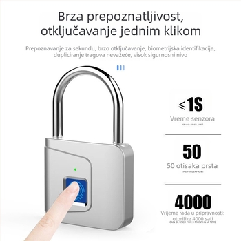 Sigurnosna brava s otiskom prsta za ormariće, model Type C, legura čelika, Mervyn, za ormariće, domove, teretanu i skladišna vrata