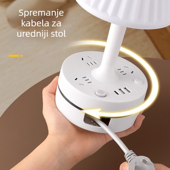 Kreativna stolna lampa sa utičnicom, kućna upotreba, noćna lampica s blagim svjetlom i promjenom jačine, zaštita očiju