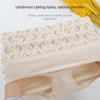 Ženske gaćice s visokim strukom za oblikovanje trbuha, antibakterijska pamuk tkanina (95–100% pamuk), pleteni materijal, pamuk podstava prepona, podrška za podizanje bokova
