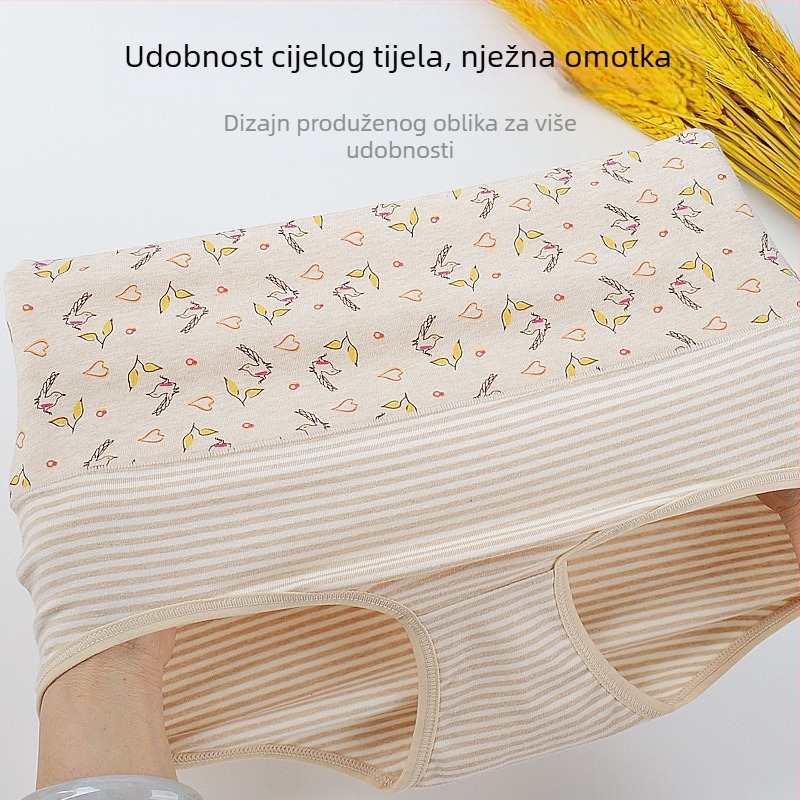 Ženske gaćice s visokim strukom za oblikovanje trbuha, antibakterijska pamuk tkanina (95–100% pamuk), pleteni materijal, pamuk podstava prepona, podrška za podizanje bokova