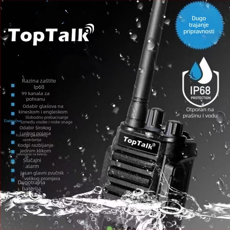 Walkie-Talkie IP68 vodootporna, 5W visoka snaga, raspon 3–5 km, 99 kanala, baterija 5000mAh