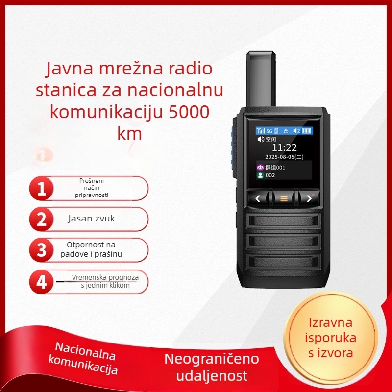 TopTalk 5G/4G/3G/2G javni mrežni interkom, kompaktna cjelovita jedinica, 200 kanala, RF izlaz 2W, domet iznad 50 km, litij-ionska baterija 2550mAh