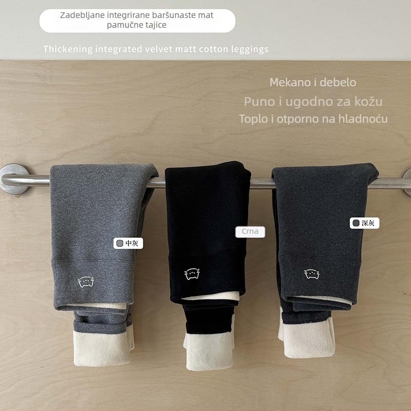 Dječje zimske hlače od pamuka s flisom, srednji pojas, elastični pojas, 95% pamuka, korejski stil