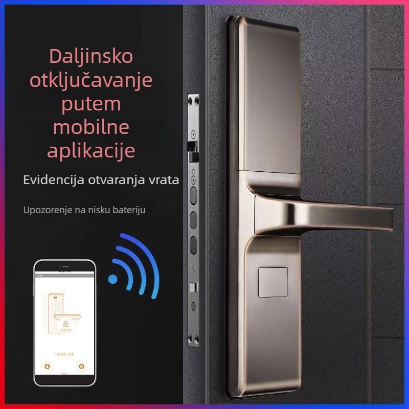 Hairun 6611 Pametna brava s otiskom prsta i Bluetooth, klizni poklop, otključavanje putem aplikacije, 30000 memorija otiska, skeniranje <1 s, lažno prepoznavanje <0,001%, više od 90 milijuna otključavanja, DC napajanje