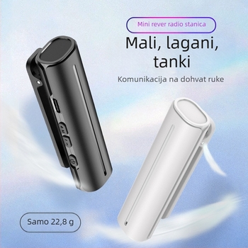 Bluetooth walkie-talkie s klipom na ovratnik za salone ljepote i frizerske usluge — 2W, 16 kanala, domet 1,5–3 km, Li‑ion baterija 1200 mAh