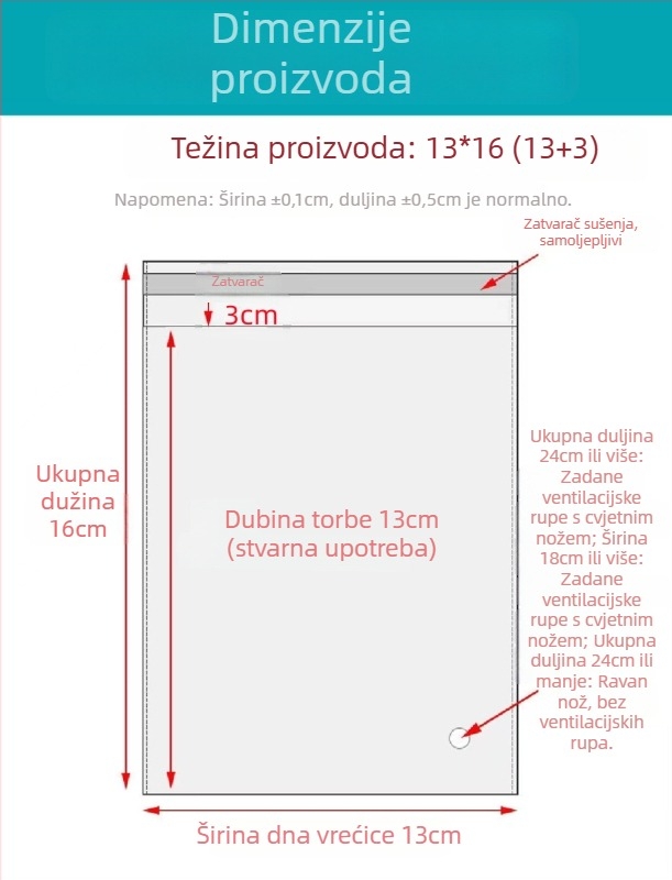 OPP samoljepljiva vrećica, prozirna, debelih stijenki, s tiskanim logom, plastična vrećica za pakiranje nakita, odjeće i maski