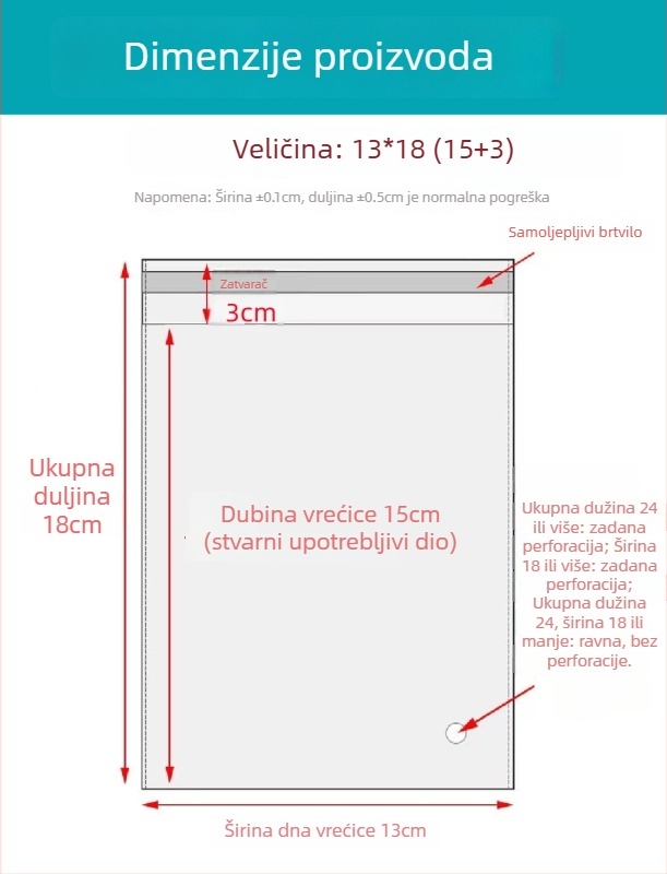 OPP samoljepljiva vrećica, prozirna, debelih stijenki, s tiskanim logom, plastična vrećica za pakiranje nakita, odjeće i maski