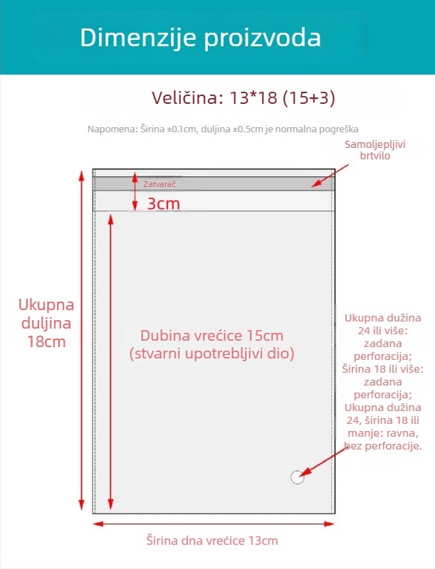 OPP samoljepljiva vrećica, prozirna, debelih stijenki, s tiskanim logom, plastična vrećica za pakiranje nakita, odjeće i maski