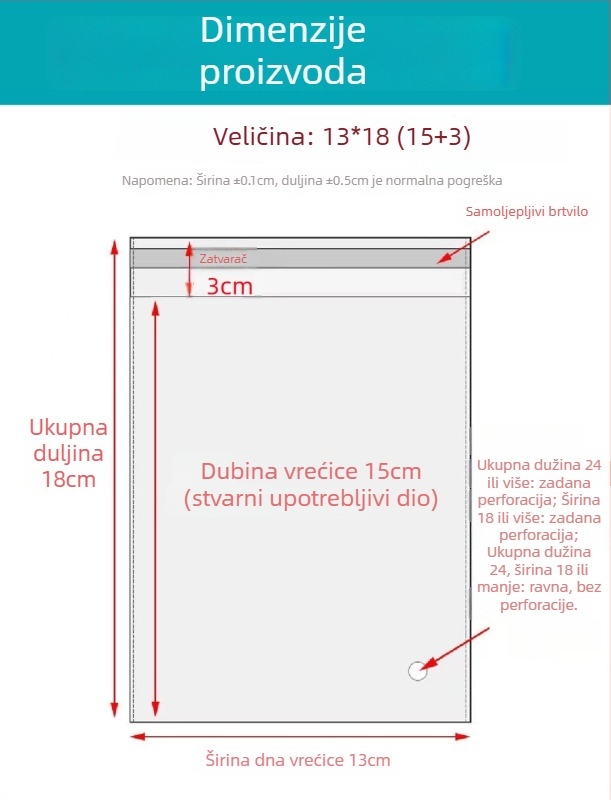 OPP samoljepljiva vrećica, prozirna, debelih stijenki, s tiskanim logom, plastična vrećica za pakiranje nakita, odjeće i maski