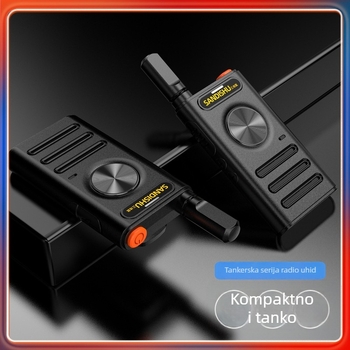 Ručni bežični transceiver-emiterski uređaj, model M09, domet 1,5–3 km, izlazna snaga 3W, 16 kanala, baterija 1600 mAh, zaštita od smetnji