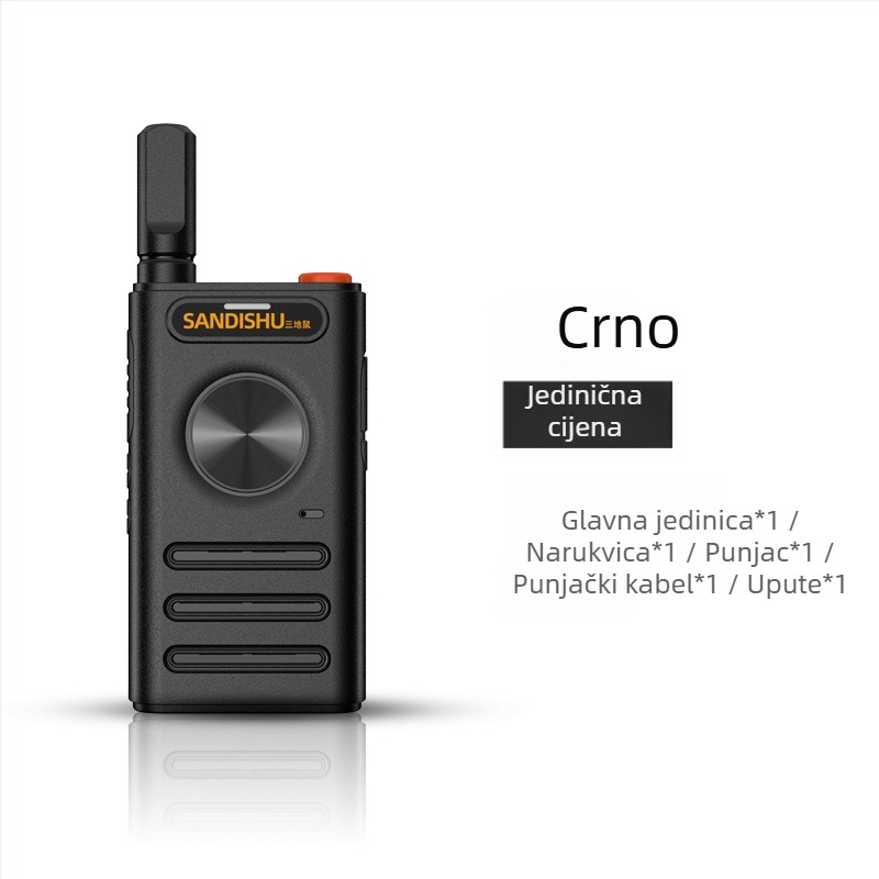 Ručni bežični transceiver-emiterski uređaj, model M09, domet 1,5–3 km, izlazna snaga 3W, 16 kanala, baterija 1600 mAh, zaštita od smetnji