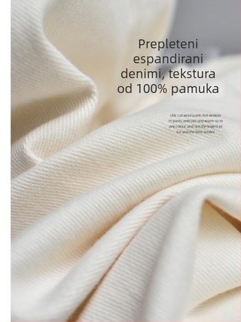 Pamukaste denims široke hlače, visoki struk, Ice-Wash, mikroelastične